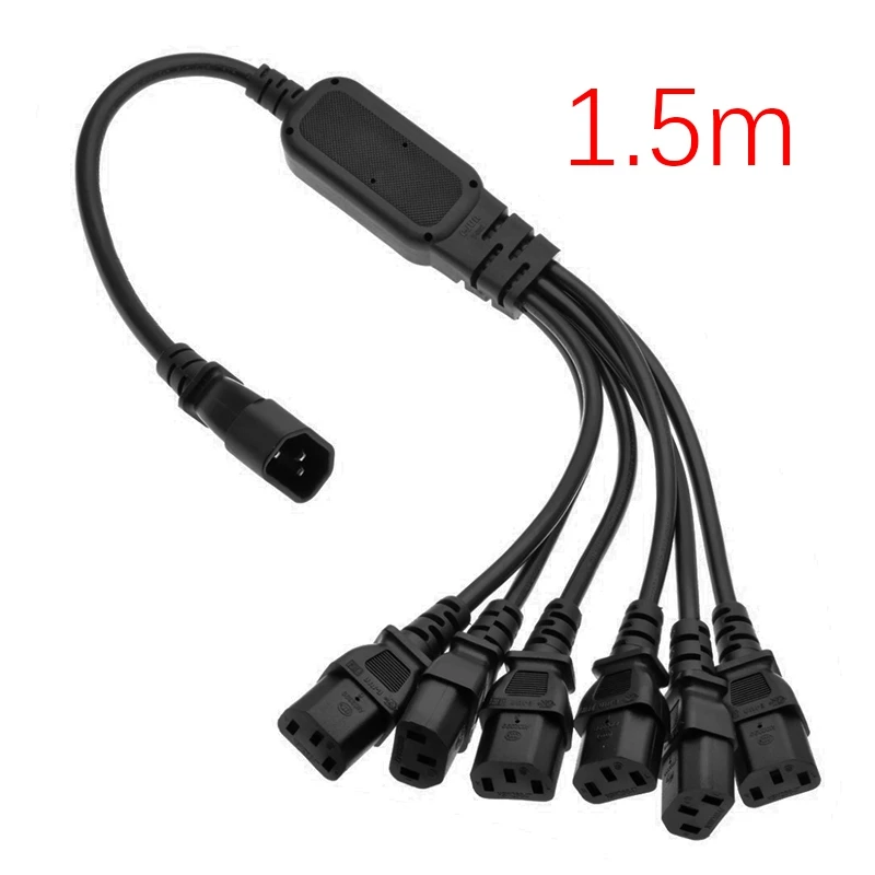 Power Extension Cord, One-Point Six-Intermediate Cross-Line High-Power C14 to 6XC13 Power Cord for Ups Pdu(1.5M)