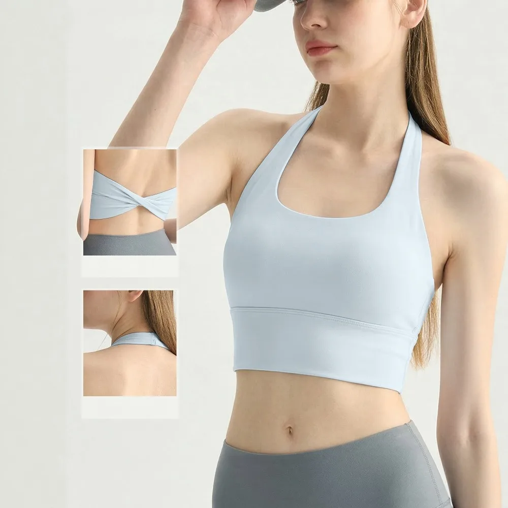 Women Sports Top Gym Clothes Woman Yoga Wear Sportswear Halter Backless Padded Bra Wirefree Quick Dry Pilates Workout Tank Vest