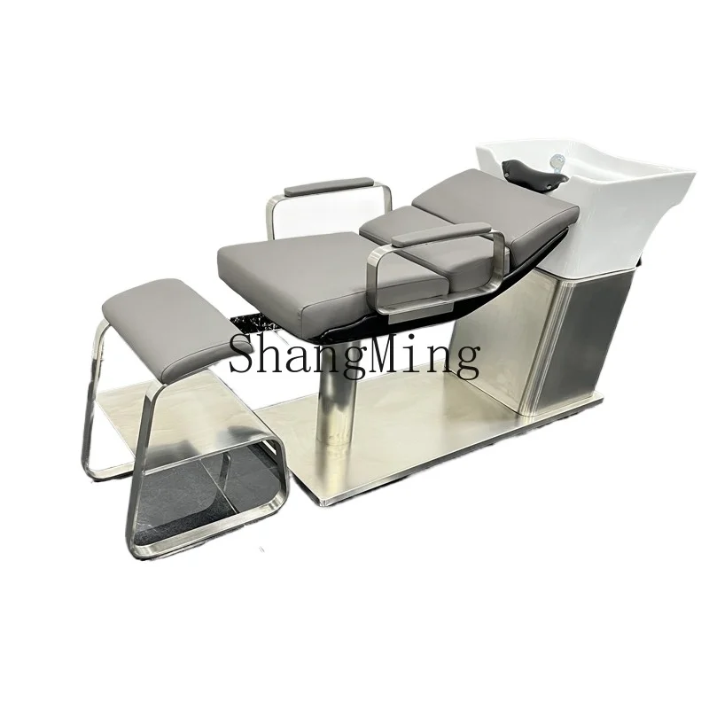 

HJ new modern high-end ceramic basin barber shop shampoo bed hair salon special half lying Internet celebrity flush bed