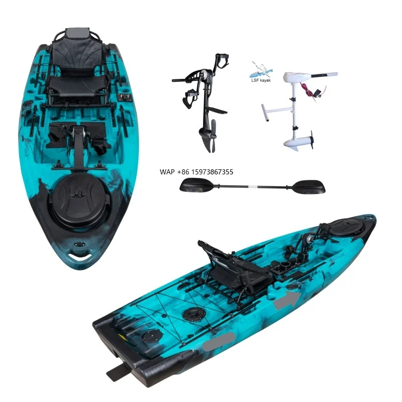 

10.8ft Single Paddler Pedal Kayak 1 Person Kayak con Pedal with HDPE Hull for Sea Fishing
