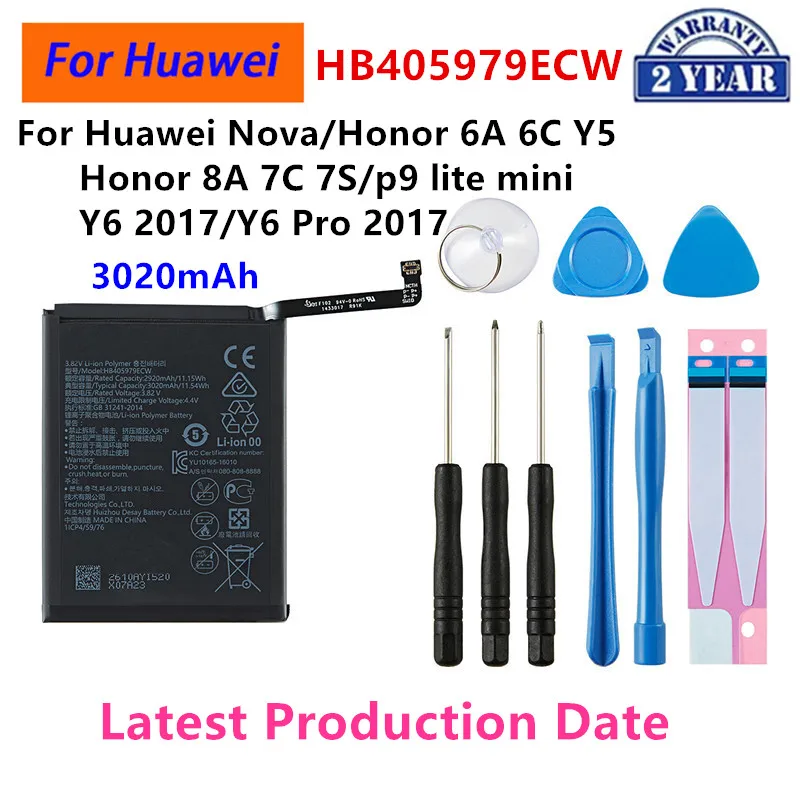 100% Orginal HB405979ECW 3020mAh Battery For Huawei Nova Enjoy 6S Honor 6C Y5 2017 p9 lite mini AZ-AL10 TL00 L01 L02 L12