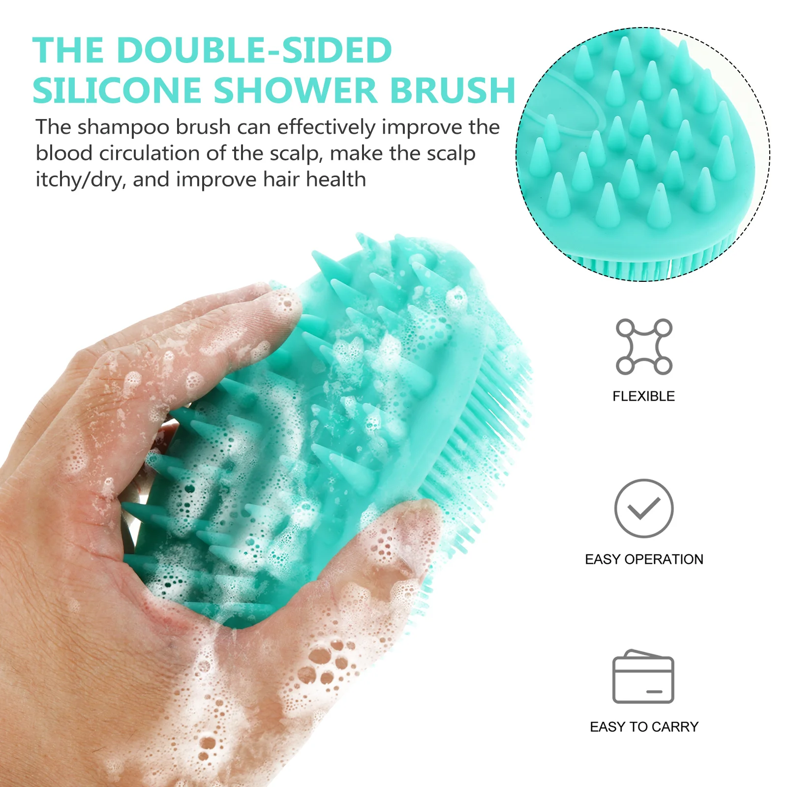 Scalp Scrubber Baby Shampoo Brush Massage Body Silicone Hair Bath Infant Green Shower