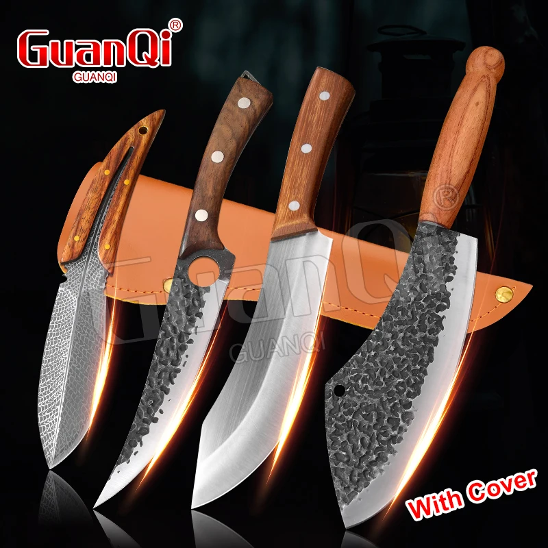 

Handmade Meat Cleaver Forged Boning Knife Wood Handle Chef Stainless Steel Kitchen Butcher Fishing Cooking Knife