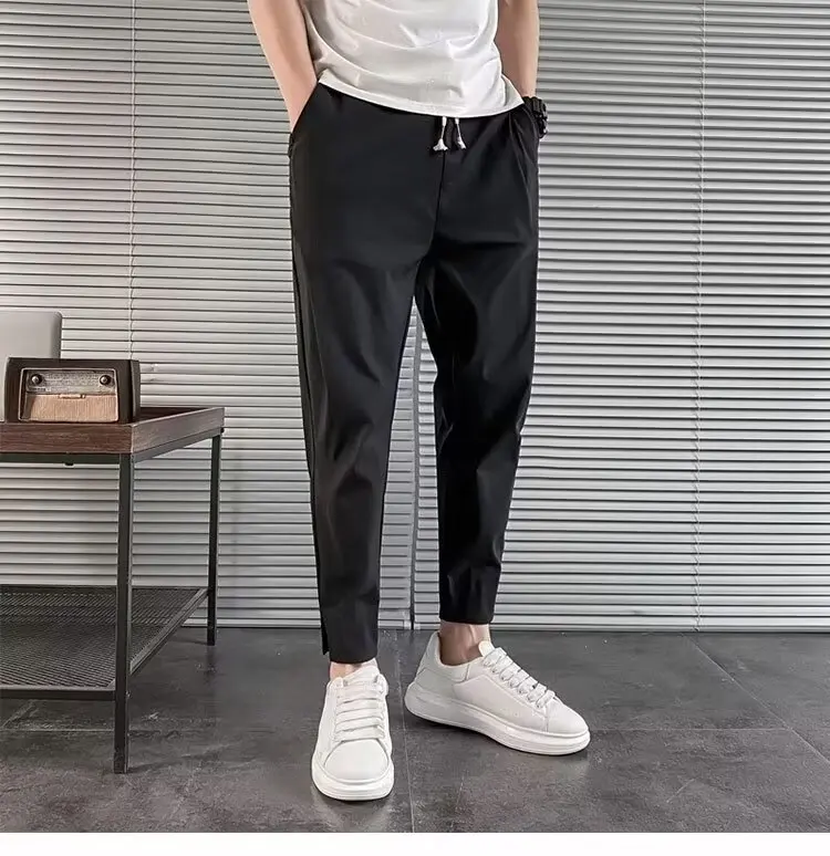 Celana Harem warna Solid pria, celana pensil pinggang elastis untuk pria, celana ketat Ankle, celana pantalon hombre Streetwear korea