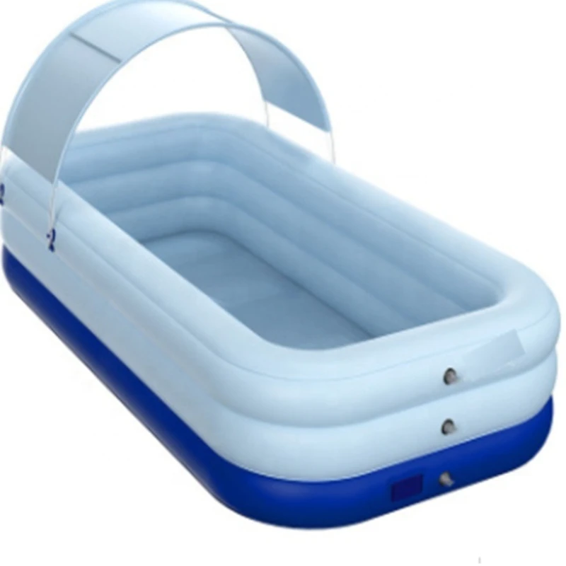 

Outdoor Gardens Above Ground Rectangular Pool Children'S Automatic Inflatable Swimming Pool With Canopy