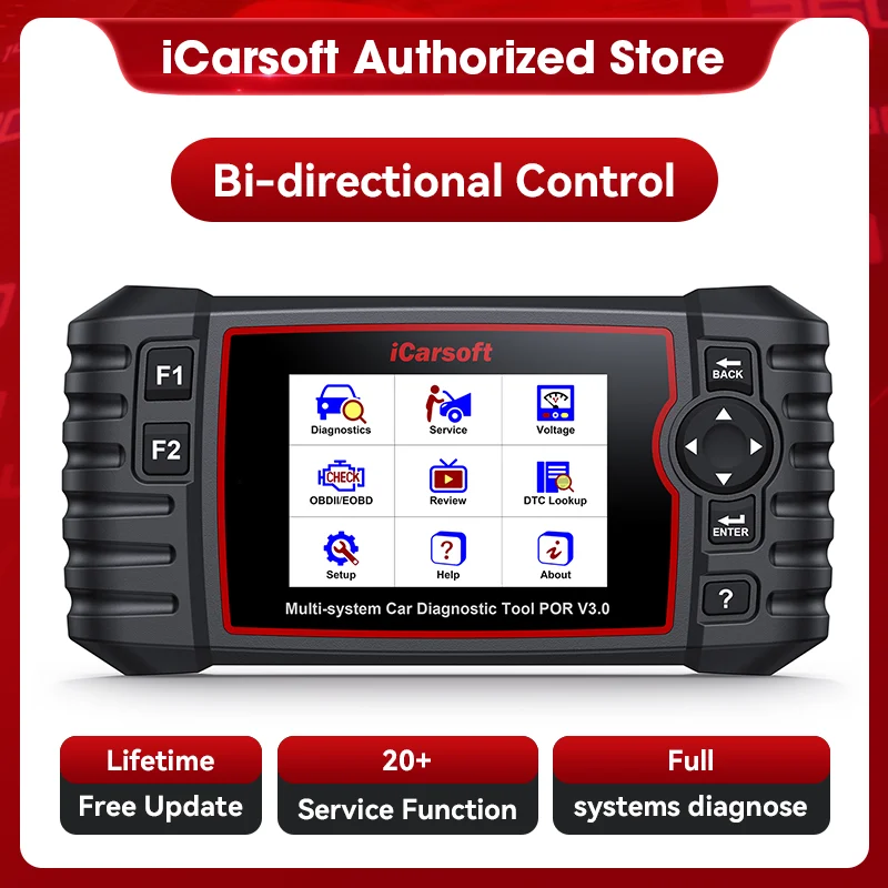 iCarsoft 2025 POR V3.0 All System OBD2 Scanner, Bidirectional Diagnostic Tool for Porsche/Cayenne, 27+ Resets Functions Auto VIN