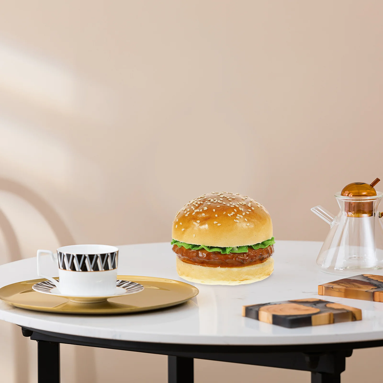 Estatuilla de hamburguesa falsa, modelo de hamburguesa simulada, Mini juguetes de comida, diseño de escena, accesorio Pu