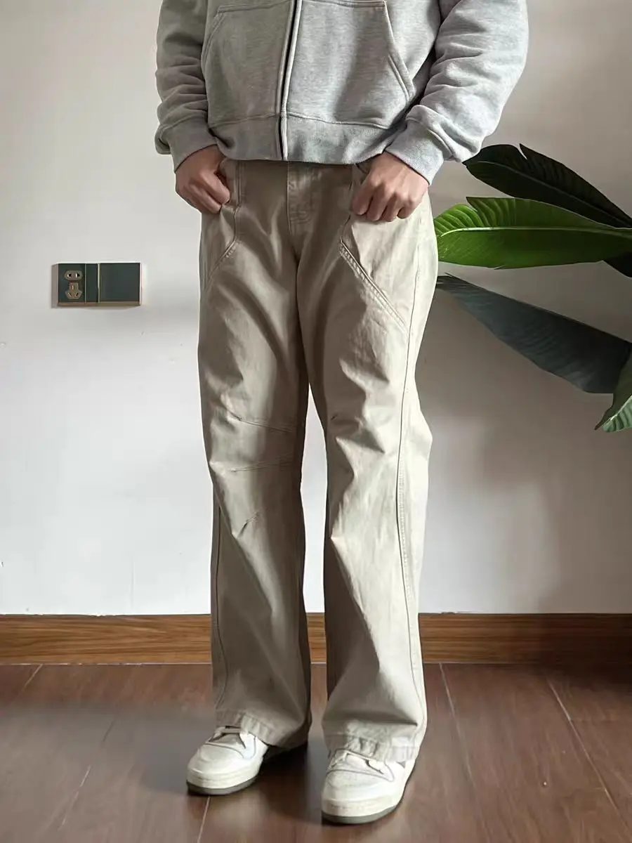

American Retro Cleanfit Casual Work Pants Men's Straight Loose Vintage Streetwear Long Trousers Youth Summer Faion