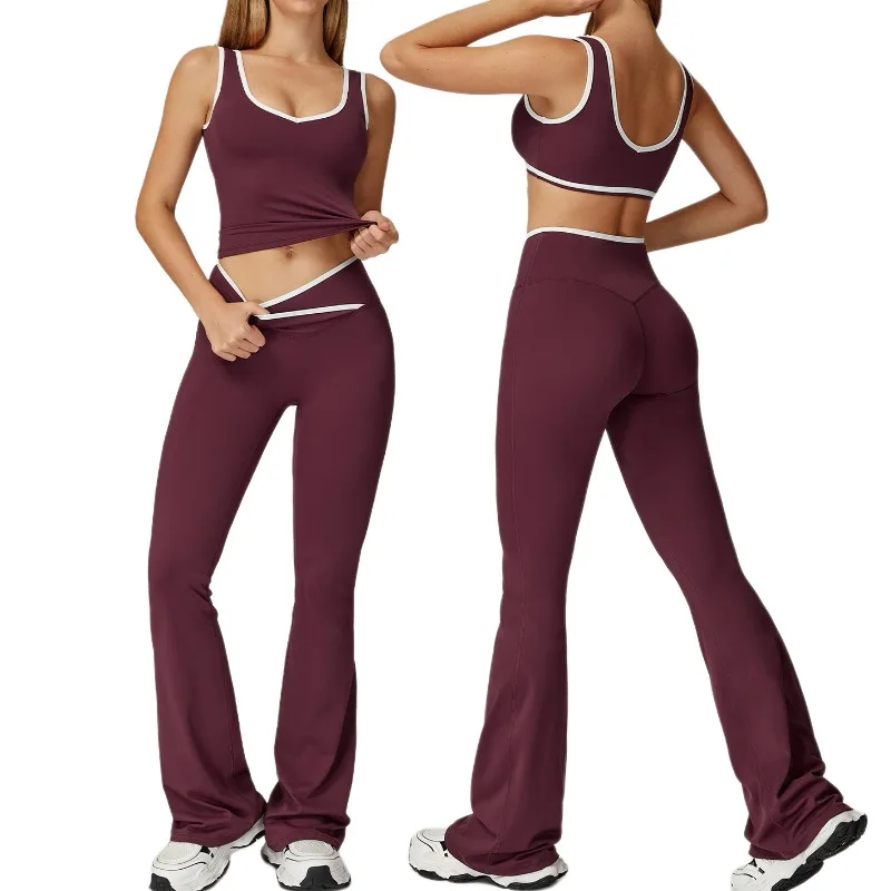 

Pants High Waisted Sports Suit Women's Contrasting Color Backless Tight Naked Yoga Suit Running Fitness Yoga Suit