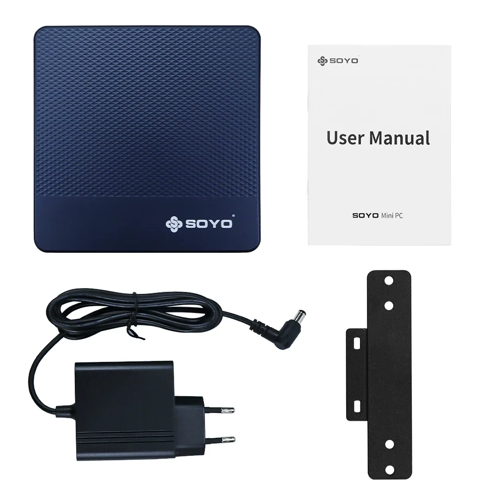 كمبيوتر صغير SOYO M4 مع وحدة المعالجة المركزية AMD 3020E 8GB DDR4 RAM 256GB M.2 SSD، كمبيوتر مكتبي صغير يدعم Dual 4K USB3.2 Win11 Pro للمكتب