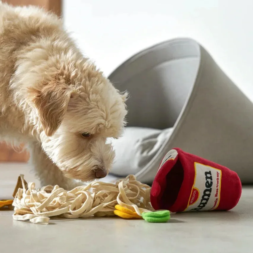 Juguetes De Snuffle para perros, juguetes de entrenamiento de Nosework, lindos juguetes de olfateo para mascotas, diseño de fideos instantáneos para cachorros, suministros divertidos para mascotas, juguete de comida con fugas