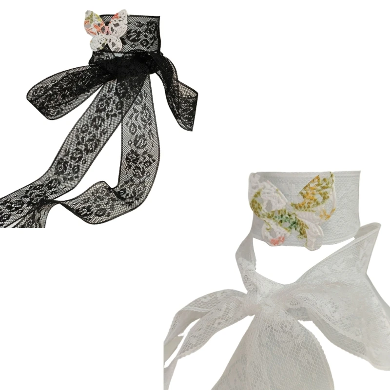 

Y1UB кружевной шарф для женщин, длинный узкий пояс, галстук, шарф для девочек, реквизит для фотосессии, длинный шейный платок,