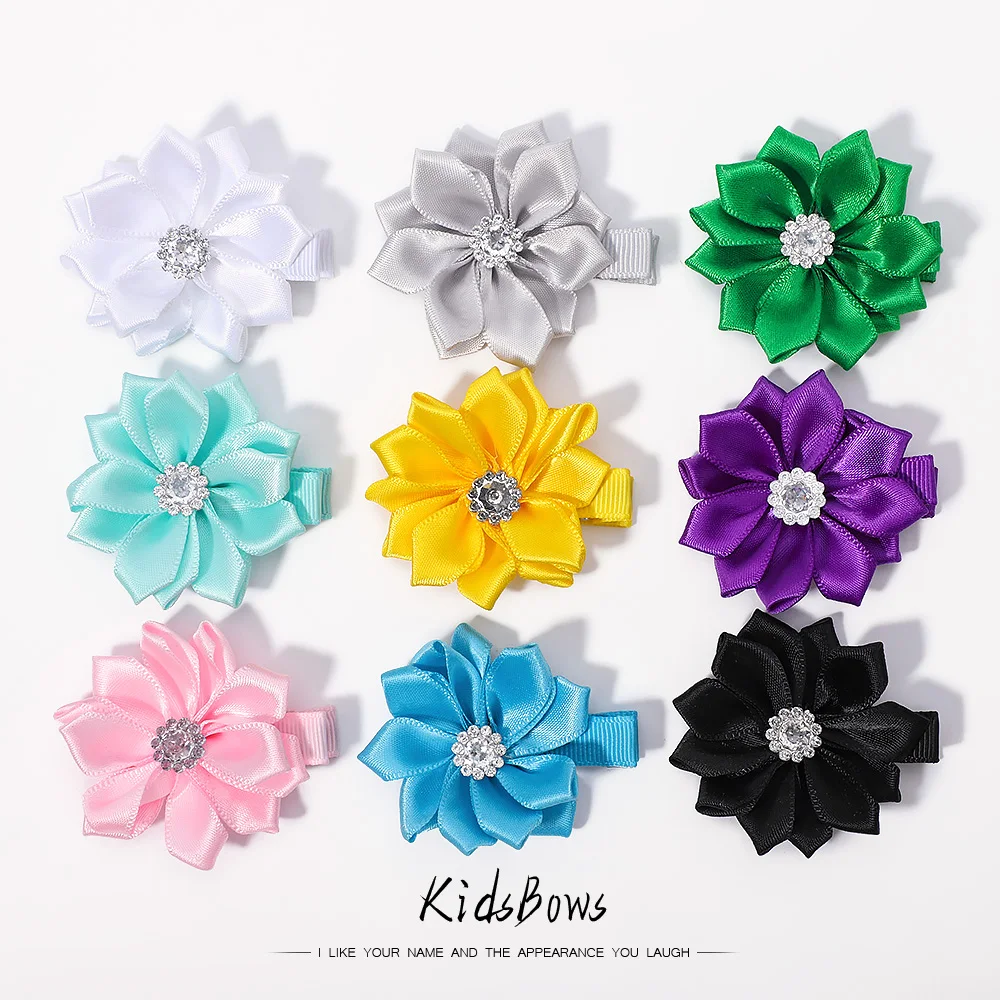 2/4/6 Pcs/Set Cute Solid Color Girls Hairclips Boutique Floral Hairpins Safety Clips Handmade Headwear Fashion Hair Accessories