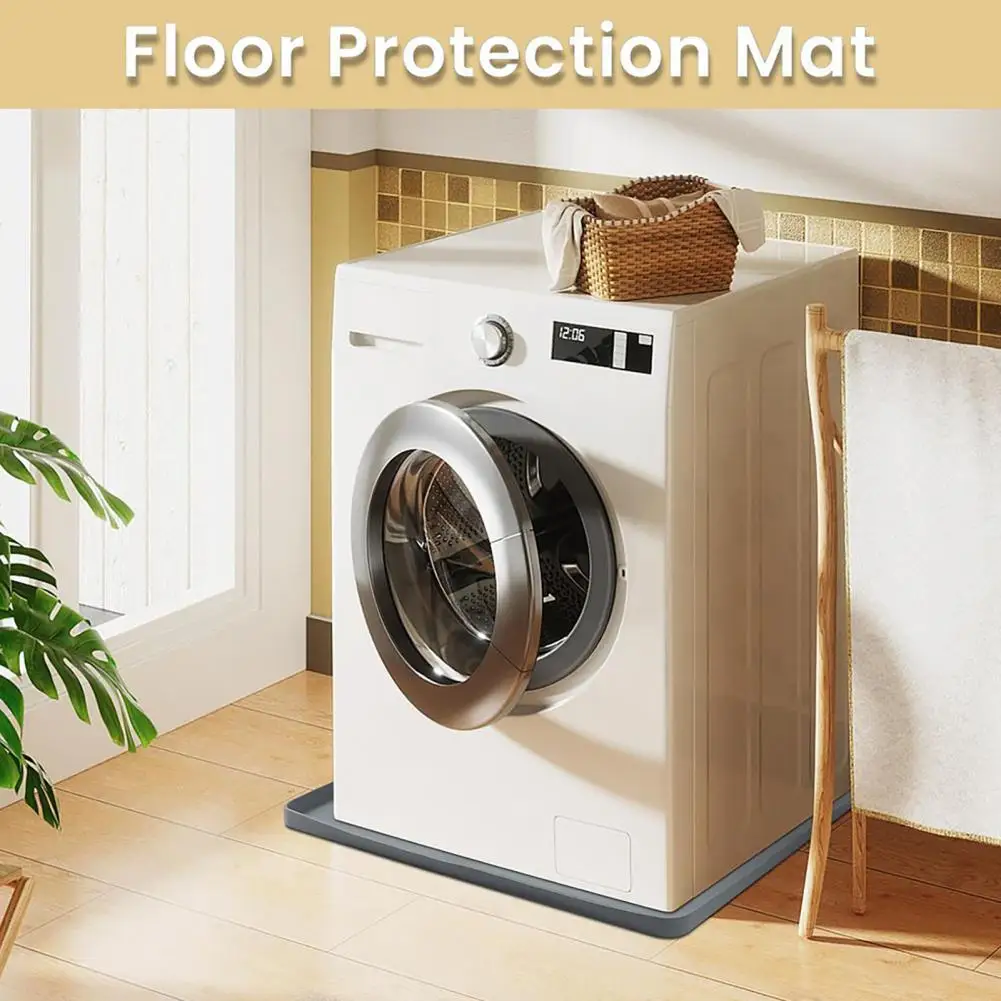Washer Floor Scratch Protector Silicone Washing Machine Mat with Raised Edges Non-slip Vibration Reduction Pad Waterproof Dryer