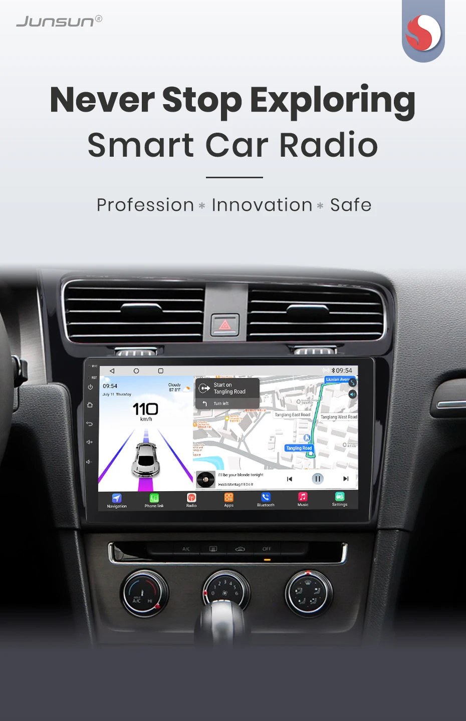 Junsun Qualcomm 8-Core 360 ° Panoramakamera, kabellos, CarPlay, Android, Auto, Autoradio für VW Golf 7, 2013–2017, GPS-Multimedia – Detail 7