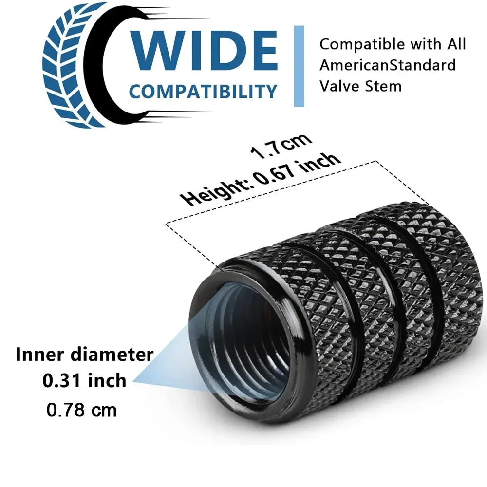 Aluminum Alloy Tire Valve Stem Caps 4 Pcs Universal Stem Covers for Cars Motorcycles and Bikes Auto Tire Accessoires