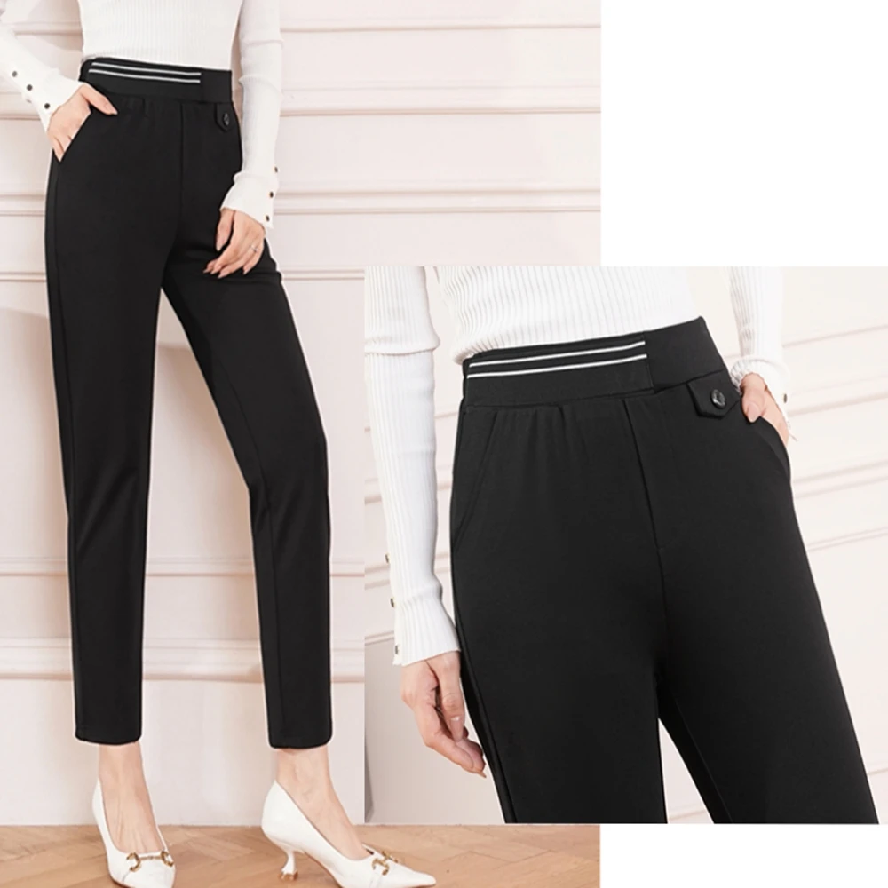 Korean Harun Pants Spring and Autumn 2023 Women's New High Waist Elastic Waist Casual Western Pants Loose and Slim Pants S-4XL