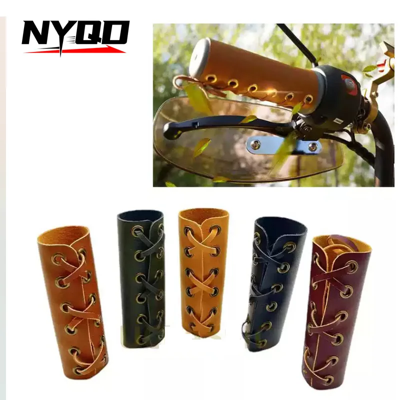 Motorcycle Accessories Motorcycle Hand Guards Retro Leather Handlebars Adjustable Motorcycle Electric Rider Handlebar Decoration