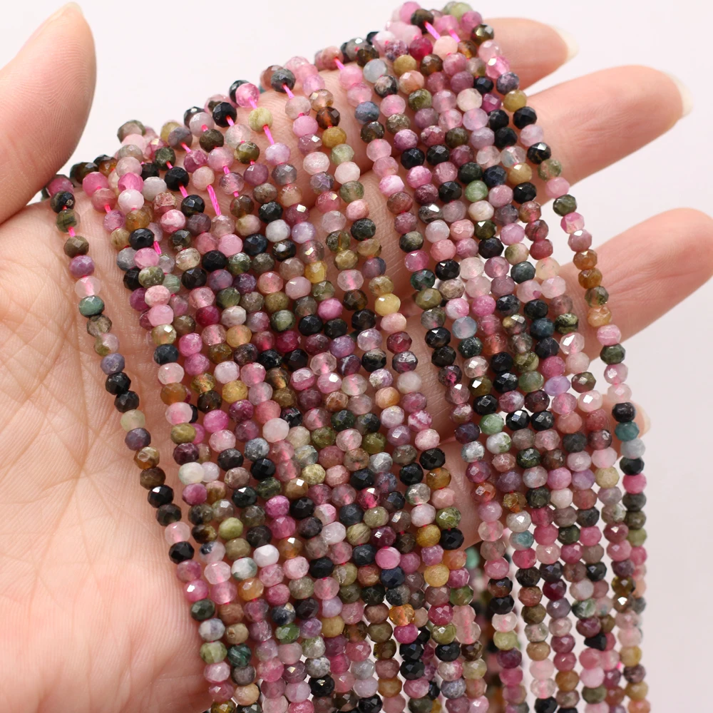 Natural Stone Faceted Tourmaline Beads Loose Exquisite Crystal Beaded for Jewelry Making Necklace Bracelets Accessories 3x2mm