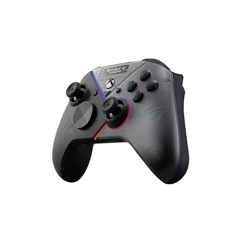 ROG Raikiri pro gaming controller with Built-in OLED display Versatile tri-mode connectivity use wired USB-C 2.4GHz or BT on PCs