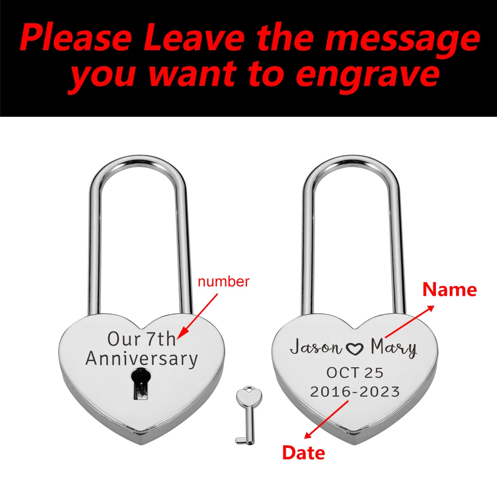 Customized Large Padlock Engagement Wedding Love Lock Anniversary Gift for Couple Women Men Personalised Paris Heart Padlock