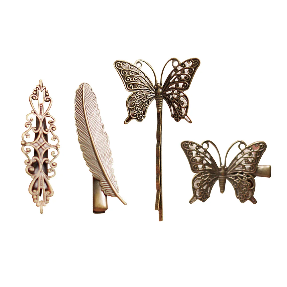 

4 Pcs Vintage Hair Clips Durable Long Lasting Suitable Any Season Hair Color Prom Party Church Wedding Bronze Retro