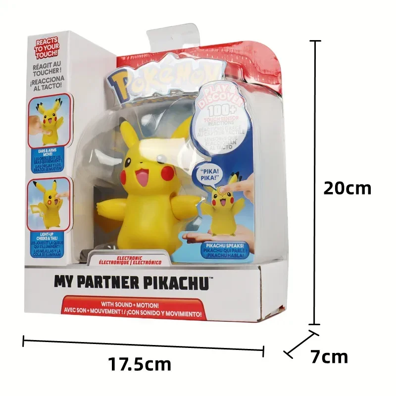 Oryginalna figurka Pokemon Inteligentny dotykowy dźwięk i zabawki świetlne Śliczny model postaci Charmander Pikachu w pudełku