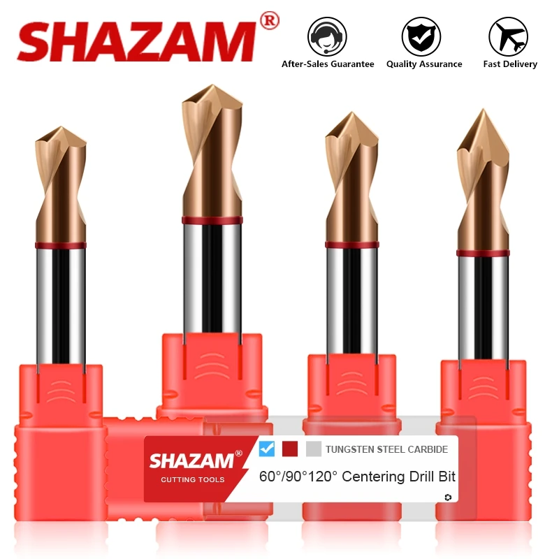 SHAZAM Red Circle HRC65 Tungsten Steel Fixed-Point Drill 60/90/120/Degrees Nano Coating Alloy Bit For CNC Machine Drills Tools