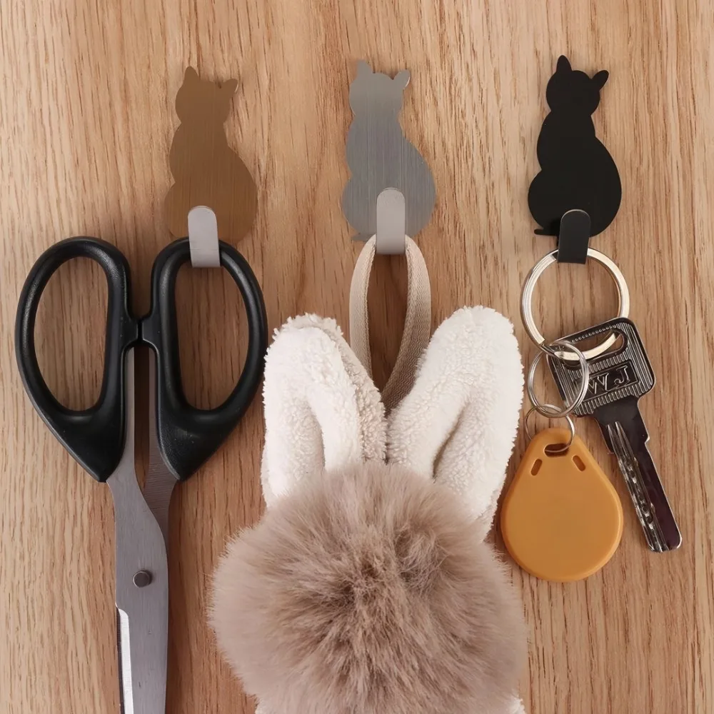 2 Stück selbstklebender Katzenkratzfreier Haken, starker Wandaufhänger aus Edelstahl für Badezimmer, Handtuchhalter, Küchenhalter, Schlüsselregal
