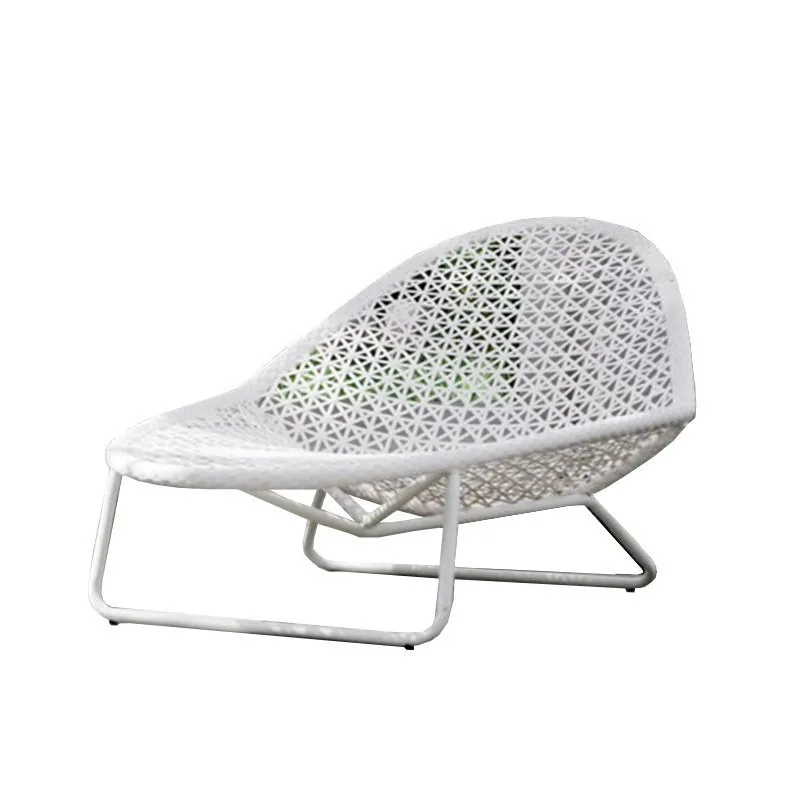 Outdoor loungers beach pool bed lunch break bed leisure rattan woven coffee table combination courtyard balcony lazy sofa