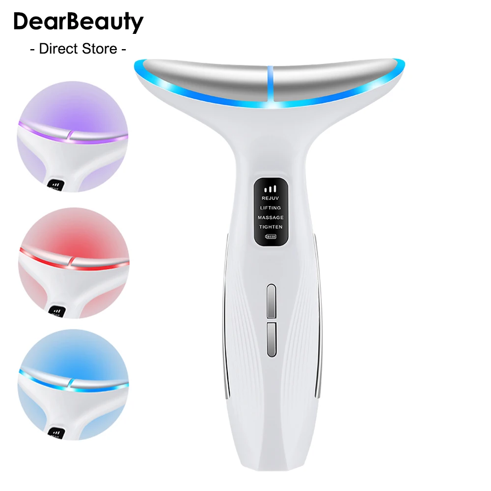 جهاز تجميل لشد الوجه والرقبة EMS مدلك الوجه LED العلاج بالضوء مزيل الذقن المزدوج آلة شد تجديد الجلد