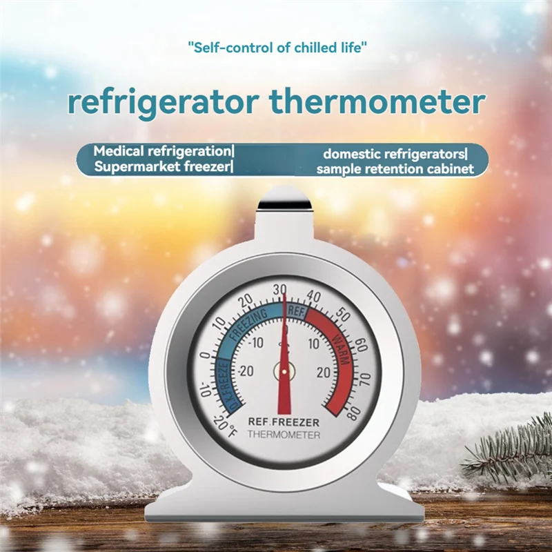 ABRW-2 Pcs 냉장고 온도계 20 ℃ ～20 ℃ /-20 ℉ ～80 ℉   냉장고 아날로그 온도계 빨간색 표시기 온도계가 있는 대형 다이얼