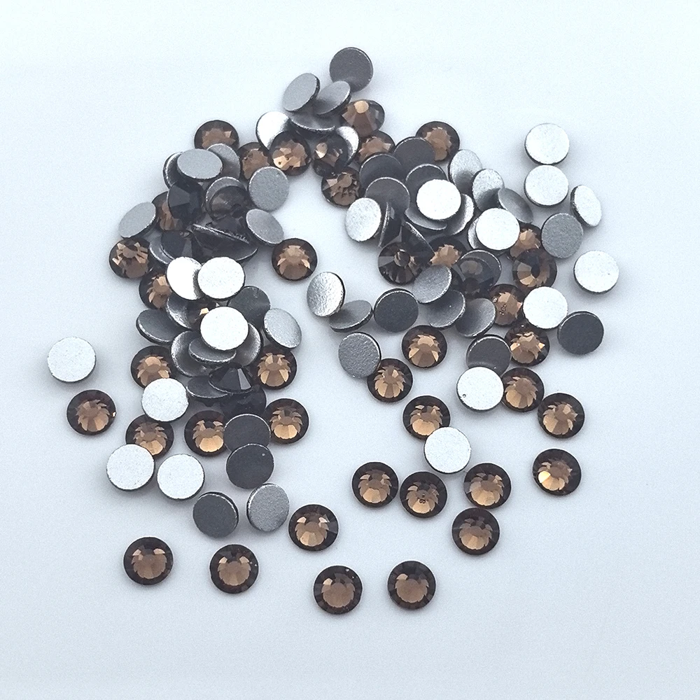 Good Quality ss3-ss34 Smoked Topaz Flat Back Nail Art Glue On Non Hot Fix Crystals