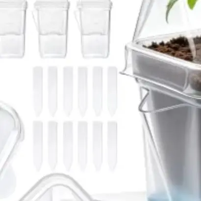 12-Piece Self-Watering Plant Pots Featuring Double-Layer Transparent Design and Side Water Inlet for Delicate Roots