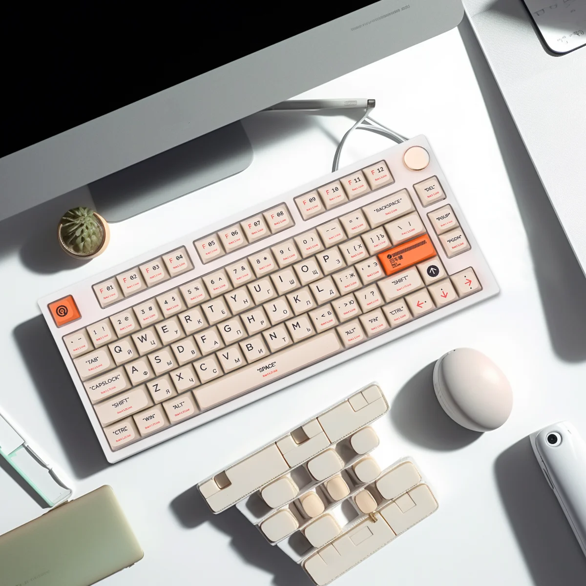 MATHEW TECH MK80 Max Multi-language RGB Mechanical Keyboard 75% Layout For Gaming With Metal Knob Gasket Wireless Linear Switch