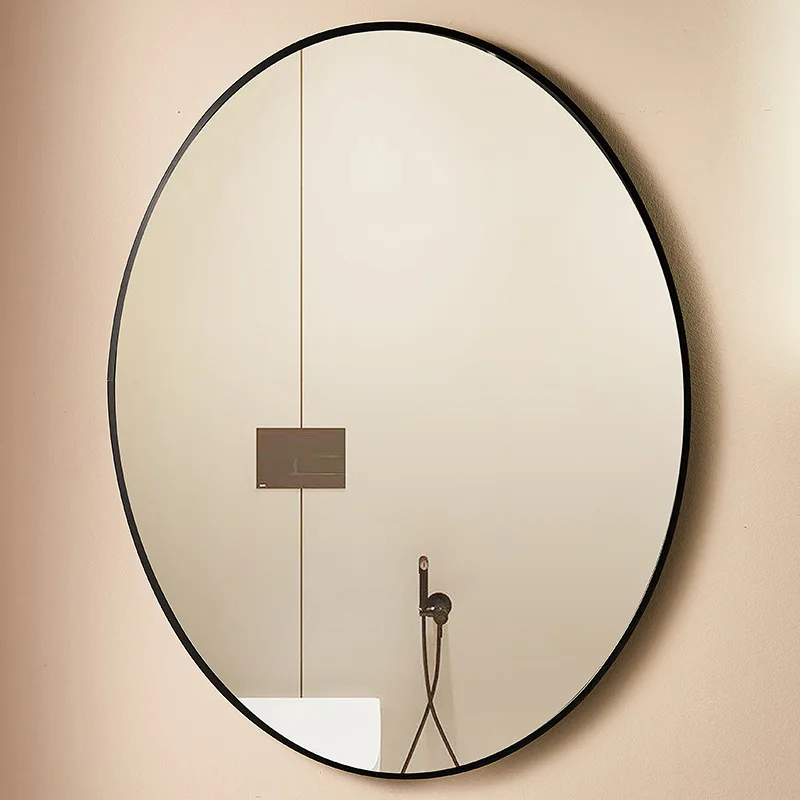 

Aluminum alloy oval minimalist bathroom mirror, bathroom, bathroom, no punching makeup mirror, hotel dressing table, beauty mirr