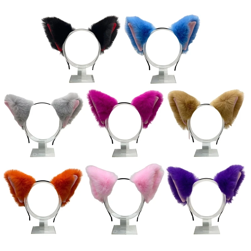 

Y166 Unisex Cartoon Headband for Cat Ears Shaped Hair Hoop Plush Party Headpiece Hair Band Party Cosplay Costume Props
