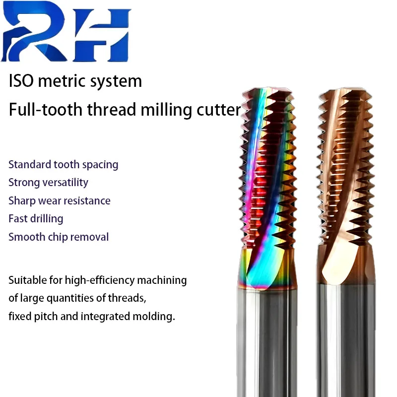 

ISO Metric Full Thread Milling Cutter Tungsten Steel Alloy Milling Cutter M3 M3.5M 4M5M 6M8M10M12M4M16M16M22M24