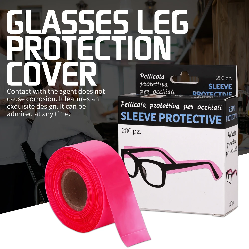 200Pcs/Box Disposable Eyeglass Leg Protectors w/Breakpoint, Universal Tear-Off Anti-Dust Sleeves, Salon Barber Tool
