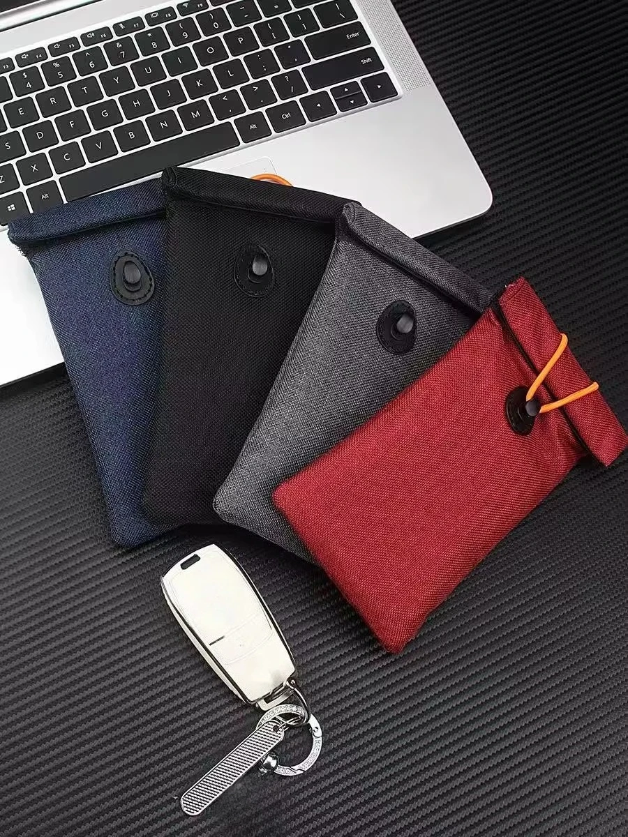 RFID signal protection folding car key Faraday bag canvas waterproof mobile phone bag cage shielding bag