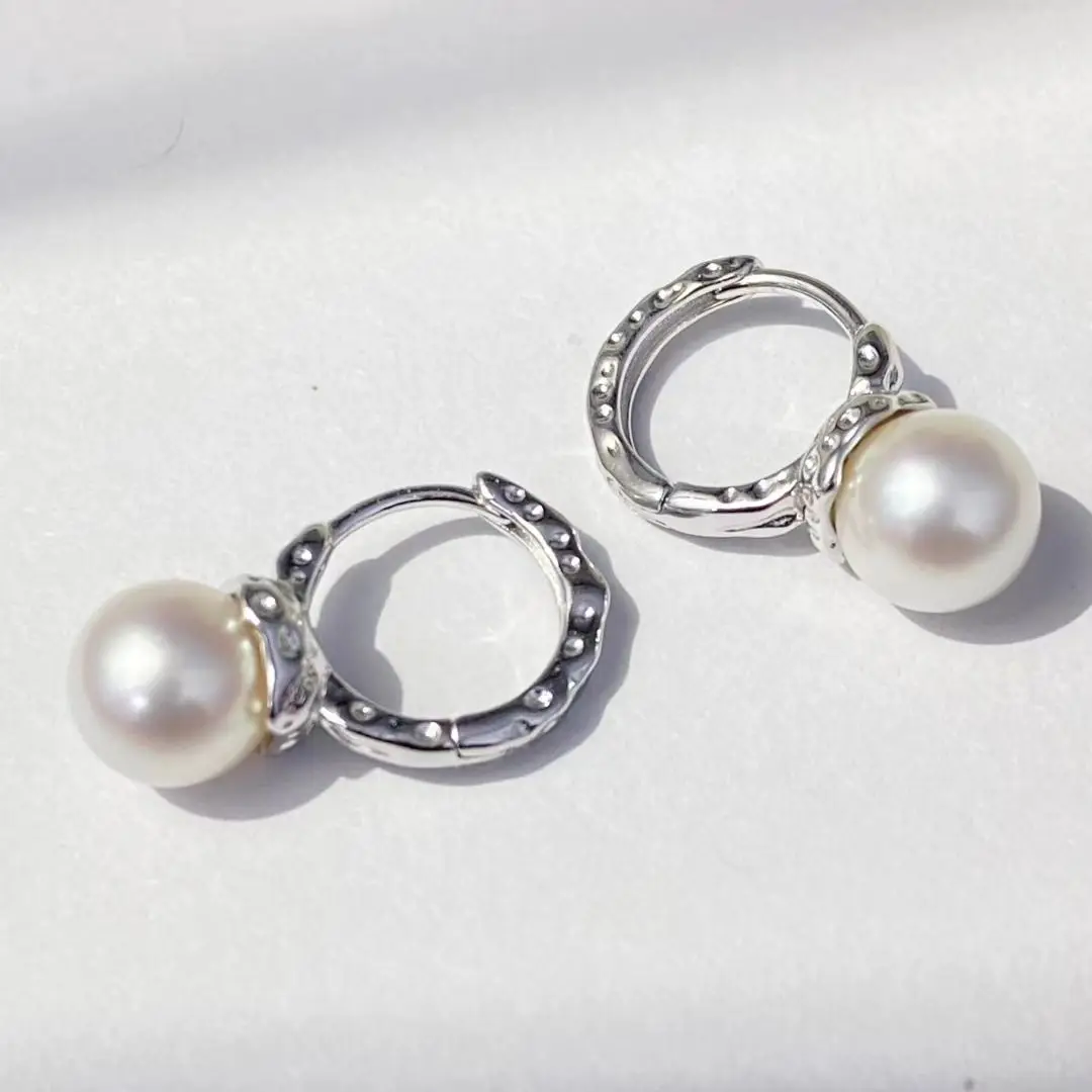 

Wholesale S925 Sterling Silver Earrings Mount Findings Settings Base Mounting Parts Accessory for 7-8mm Pearls 5 pairs/lot