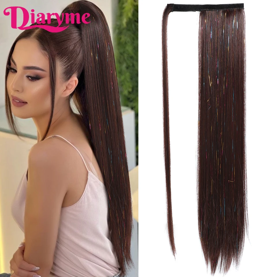 Synthetic Ponytail Extension with Glitter Hair Tinsel 26