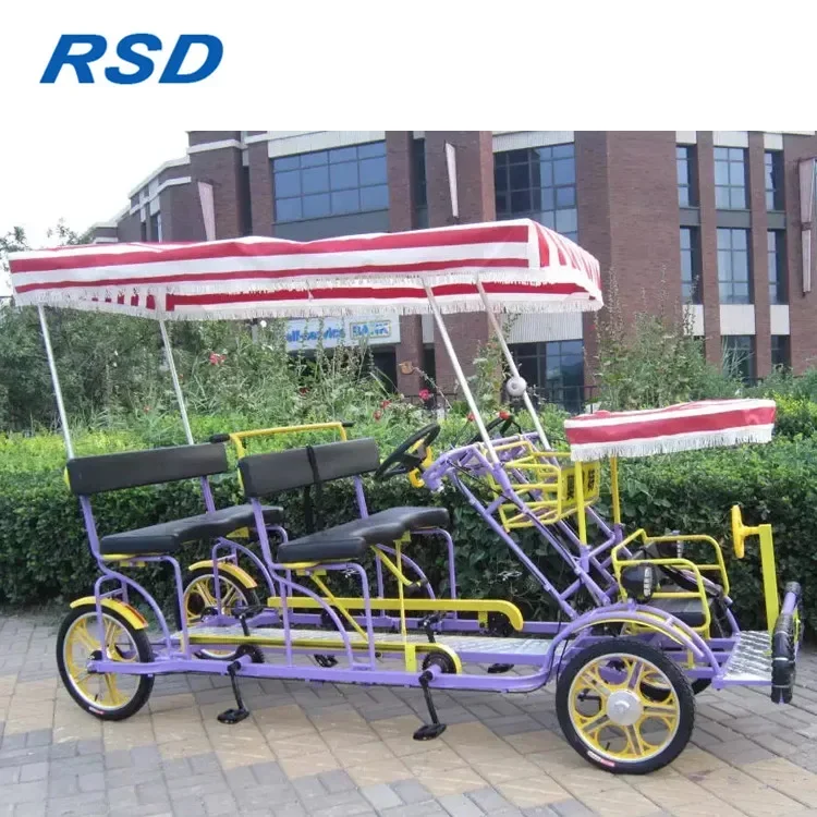 2023 Fast delivery wholesale fashional hot sale 4 seater 4 wheel good quality cheap price road tandem bicycle sightseeing bike