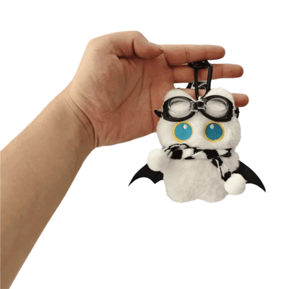 Cute Big Eyes Black Cat Keychain Soft Cartoon Wings Kitten Pendant Little Devil Mini Car Keyring Gift
