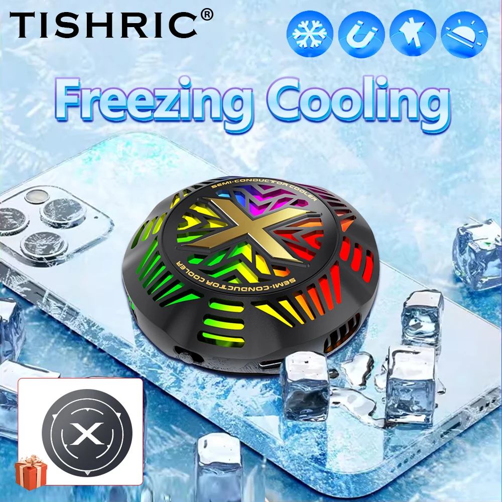 

TISHRIC G5 кулер для телефона магнитный охлаждающий вентилятор для мобильного телефона магнитный фиксированный полупроводниковый вентилятор RGB для мобильного телефона/настольного компьютера/ноутбука