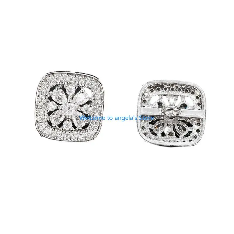 

X4YC 1 пара мини-квадратных пуговиц для шитья DIY одежды пуговицы со стразами для рукоделия