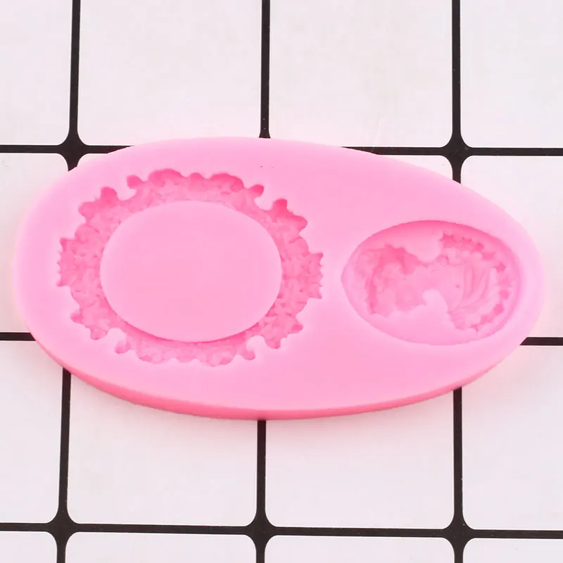 Oval Cameo & Oval Frame Fondant Mold Miniature Frame Silicone Mirror Sugar Fondant Cake Decorating Tools Baking Silicone