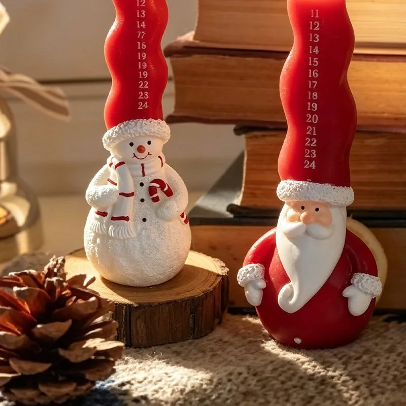 Date Countdown Santa Snowman Christmas Candle Gift Box Festive Atmosphere Gift Christmas Present for Home Decor Holiday