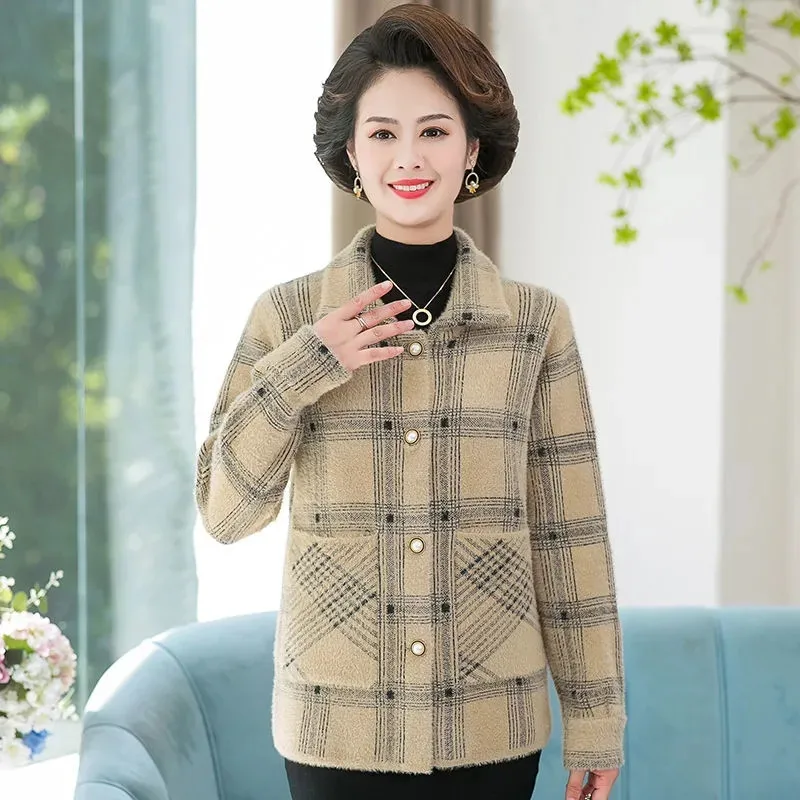 Autumn Winter Women's Coat Imitation Mink Velvet  Female Outerwear Lapel Single-Breasted Jacket 2022 New Mom Keeps Warm Top