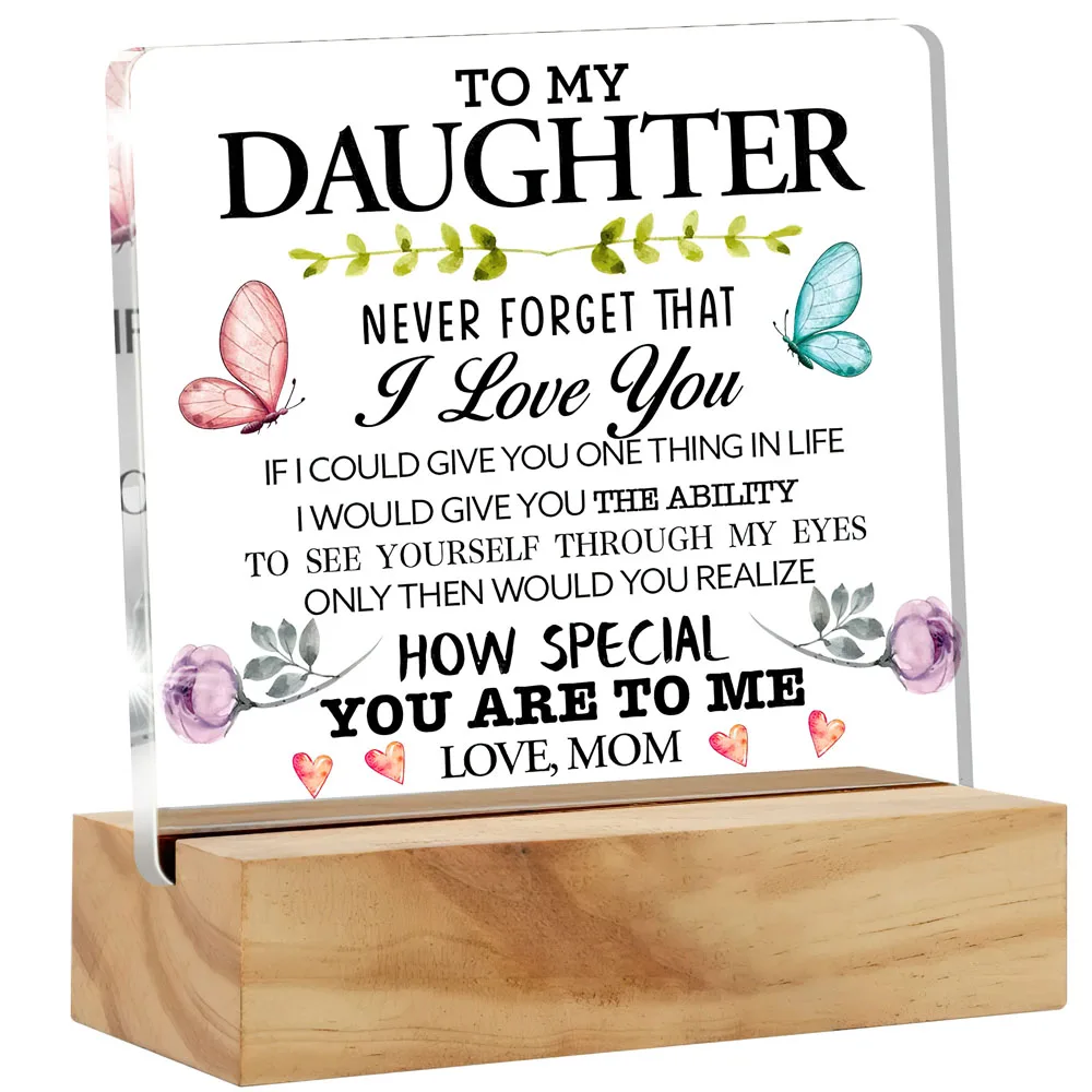 لافتة مكتب من الأكريليك الشفاف مقاس 3.98 × 3.98 بوصة أفكار هدايا للابنة النمو - مثالية لتخرج عيد الميلاد وأعياد الميلاد من أمي #1
